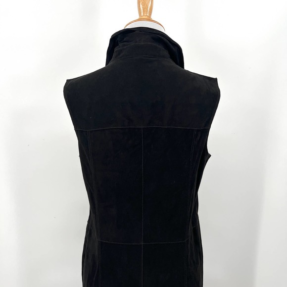 JAKETT NEW YORK Harper Dress Womens Small Black Washed Suede Sleeveless Duster - Picture 5 of 16